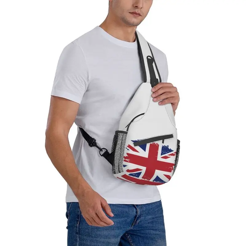 Mochila cruzada de hombro con bandera del Reino Unido para hombre, bolso de pecho personalizado de Union Jack, mochila de viaje