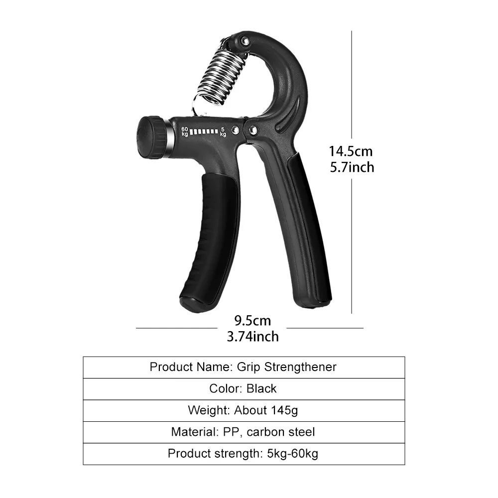 Grip Strengthener Forza Allenamento Esercitatore per le mani Regolabile 5-60KG Fitness Unisex Allenamento per la riabilitazione delle dita Impugnatura per la mano