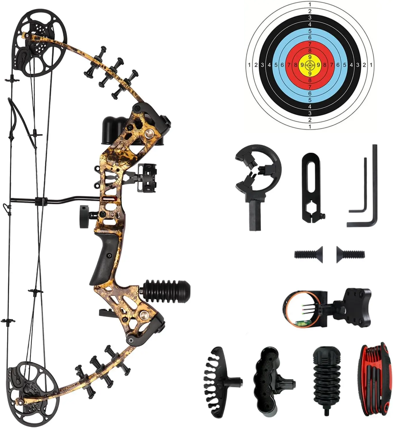 Right-Hand Archery Hunting Equipment Package for Teens and Beginners, Adjustable 15-45 Lbs Draw Weight, Max Speed 260 FPS