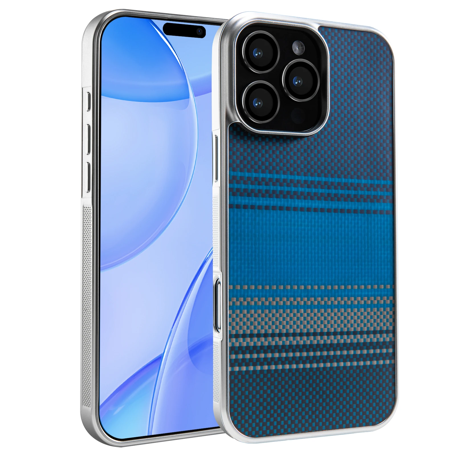 

Настоящий чехол для телефона из углеродного волокна премиум-класса для iPhone 12, 13, 14, 16 Pro Max Plus с магнитной защитой и посеребренным бампером