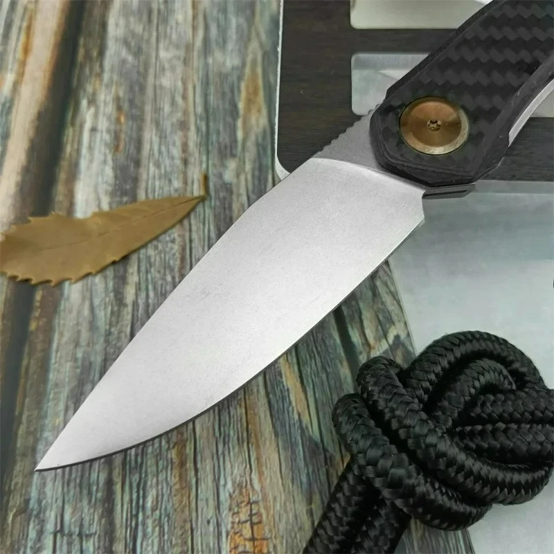 Z & t 0545 الكرة تحمل MagnaCut زعنفة سكين للفرد D2 الحجر شفرة ألياف الكربون مقابض في الهواء الطلق المحمولة EDC سكينة أدوات