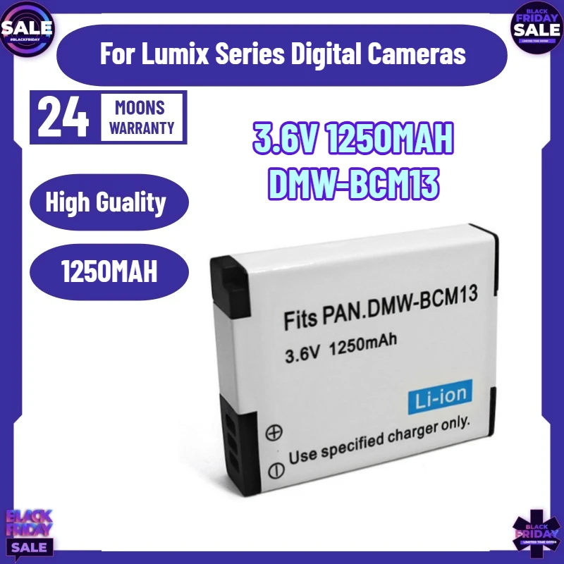 3.6V 1250MAH DMW-BCM13 Battery for Panasonic Lumix DC-TS7 DMC-FT5 DMC-LZ40 DMC-TS5 DMC-TZ37 DMC-TZ40 DMC-TZ41