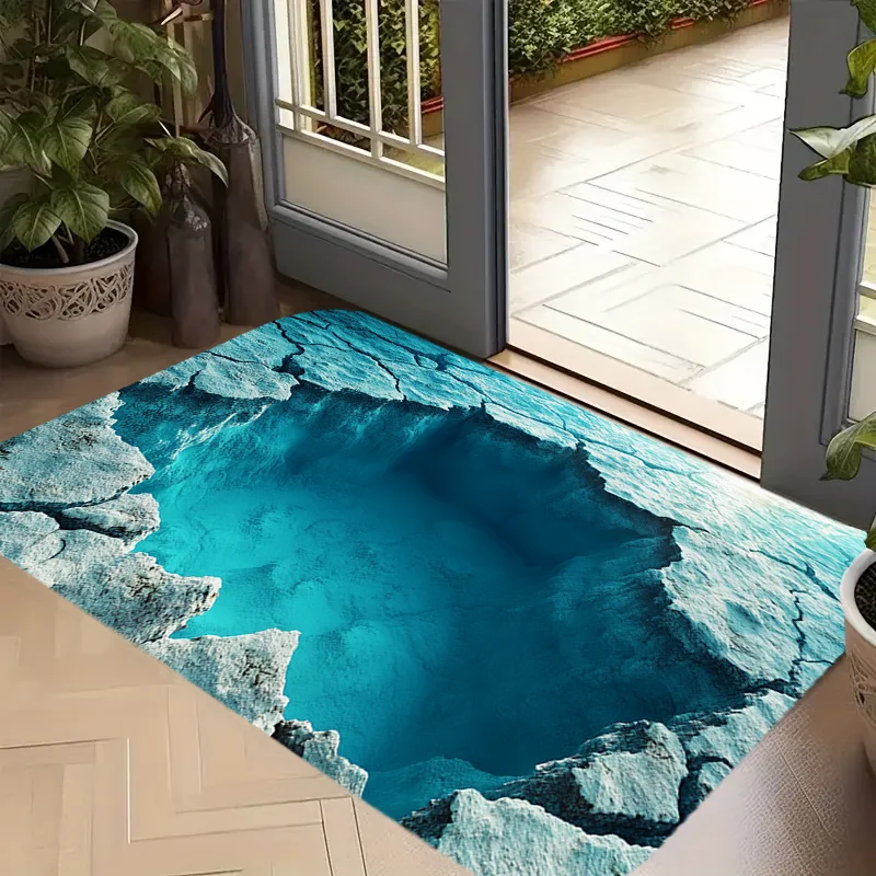 

Deep Blue Ocean Illusion Rug for Relaxing Spaces Soothing Design Non-Slip Base Ideal for Meditation Areas Nature Inspired Decor