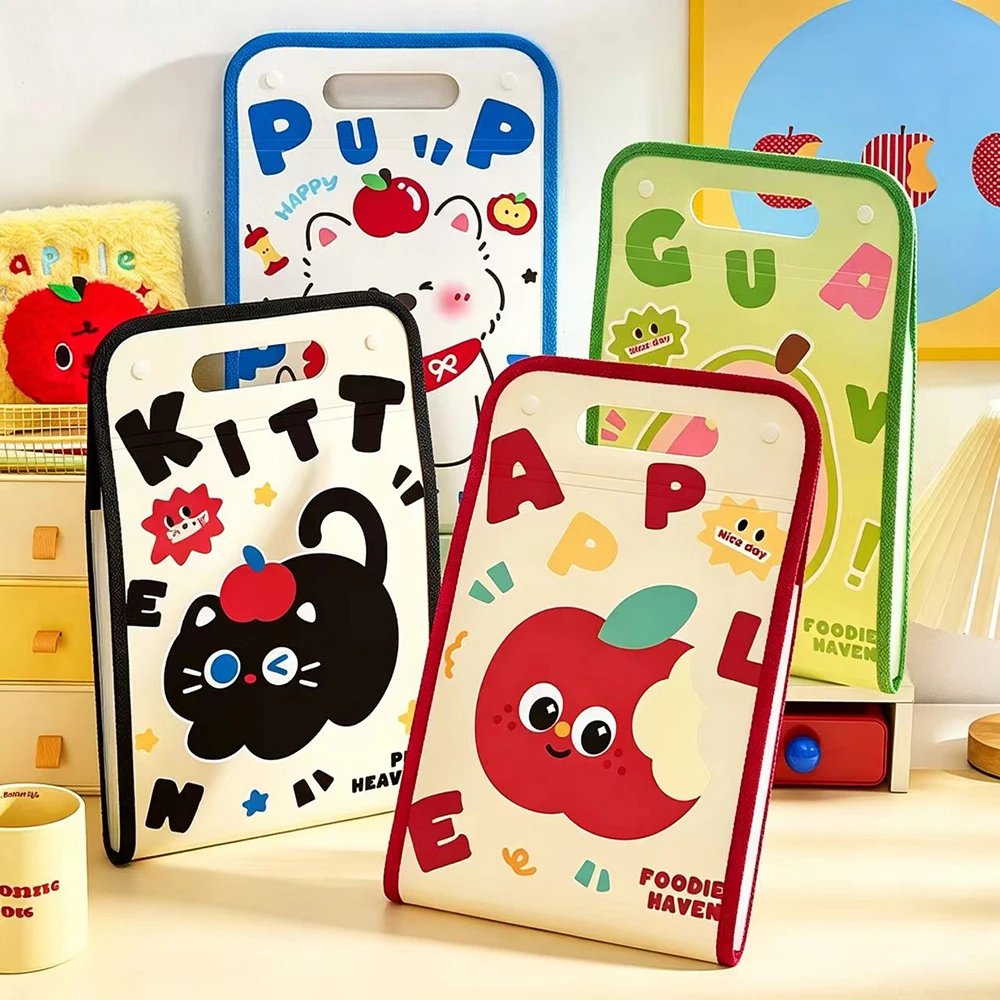 13 Layer Cartoon Large Capacity Document Storage Bag, Student A4 Handheld Subject Classification Folder, Study Supplies Storage