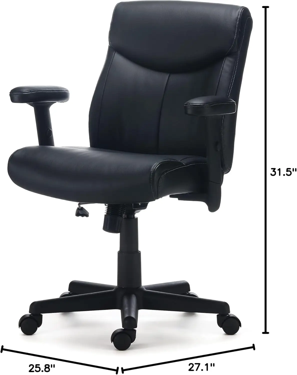 Managers Chair, Black,Seat height adjustment, adjustable arms, tilt tension and tilt lock