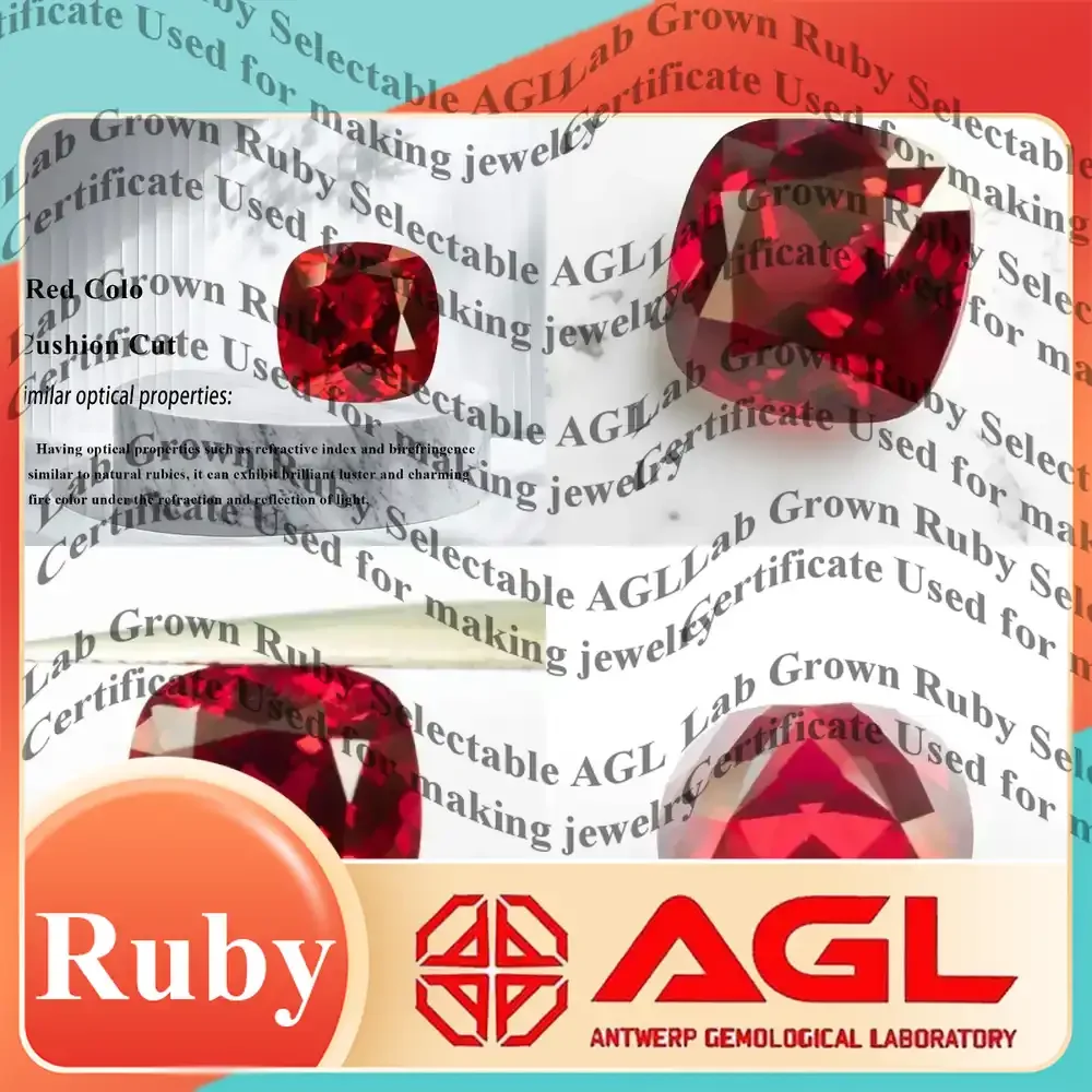 

Lab Grown Ruby Beads for Jewelry Making DIY Ring Necklace Craft Supplies Pigeon Blood Red Cushion Cut Lab Created Ruby