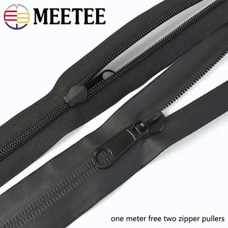 2/5M 3# 5# 8# 10# Waterproof Zippers Black Invisible Nylon Zipper for Sewing Outdoor Jacket Bags Suitcases Coil Zips Accessories