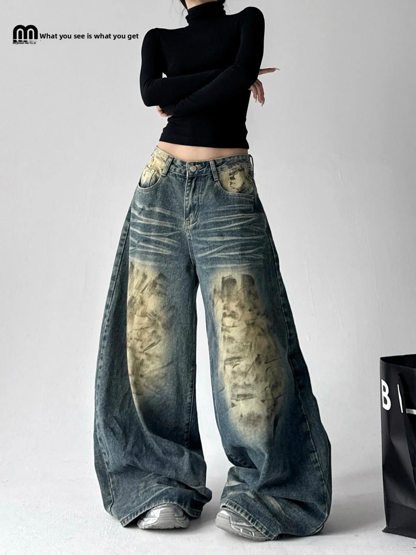 

Waed Jeans Women Loose Wide Leg Pants Autumn Winter New Sle Casual Cotton Stretchy Low Waist Trousers