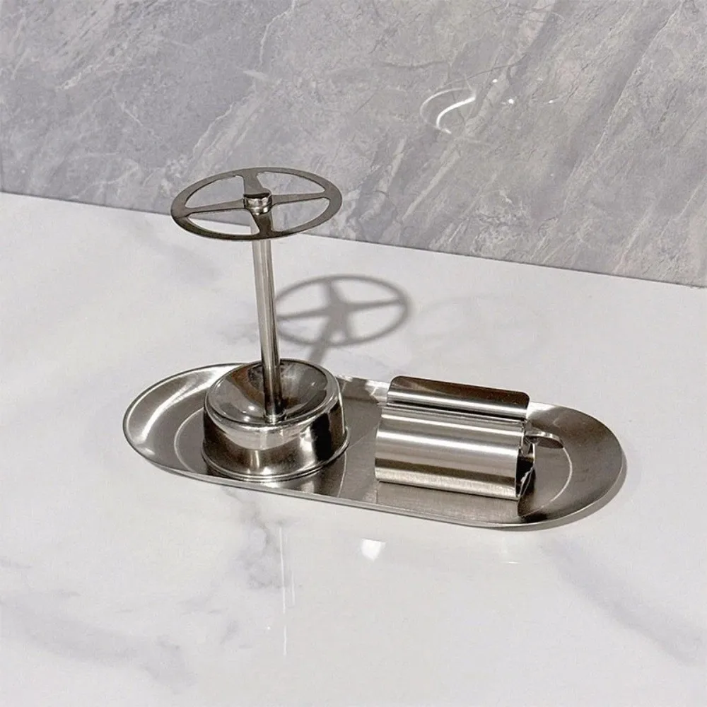 3pcs/Set Stainless Steel Toothbrush Holder Rustproof Space Saving Toothpaste Rack Multi-Functional Bathroom Storage Shelf