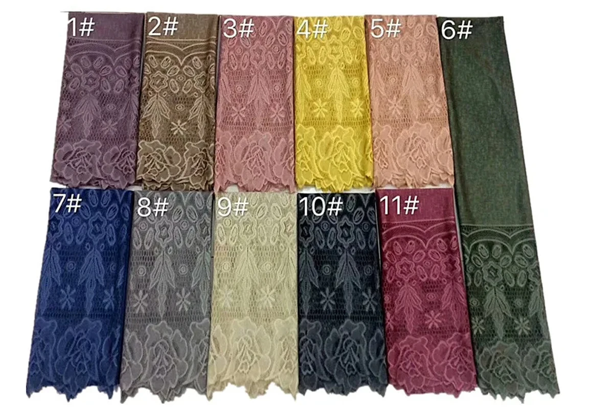 

2018 New Fashion Lace Hollow Style Scarves Shawls Wrap Floral Lace Muslim Head Scarf Hijab Muffler 9 Color Free Shipping