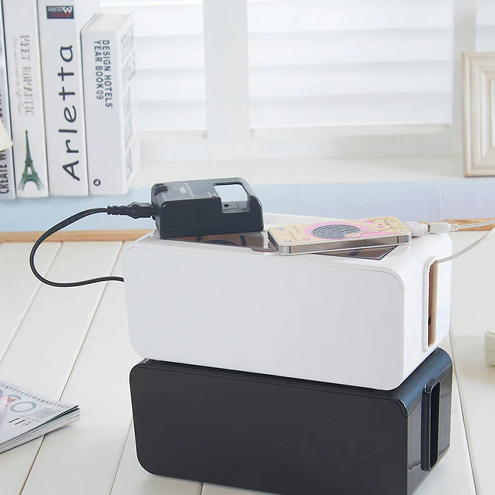 Scatola per ciabatta Contenitore per nascondere cavi in plastica nera per la gestione dei cavi per la custodia per cavi per la casa e l'ufficio