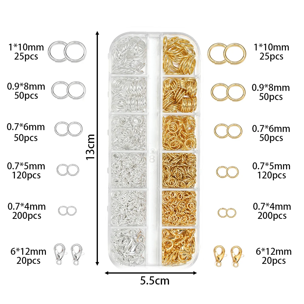 930 stks/doos Sieraden Bevindingen Kits Open Ringetjes Kreeft Sluitingen Haken Tang Pincet voor DIY Armband Ketting Sieraden Maken