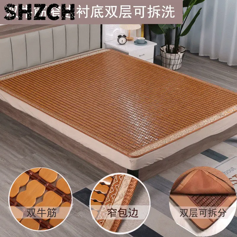 Alfombra fresca de verano, 1,5 m, 1,8 m, 0,8 m, alfombra plegable de bambú para dormitorio de estudiantes, hogar, cama doble ind