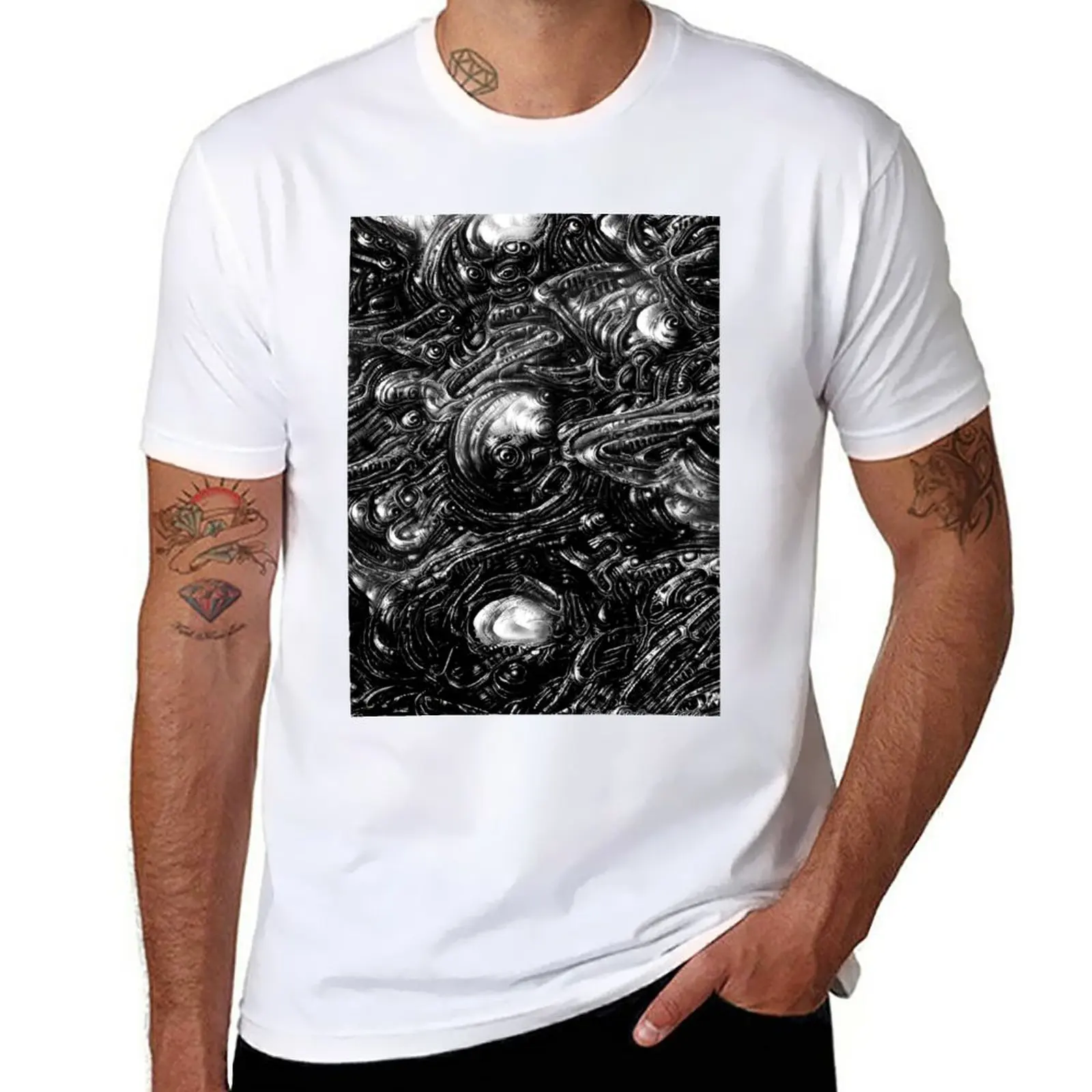 New HR Giger Inspired Biomech Poster T-Shirt T-shirt for a boy summer top custom t shirts designer t shirt men