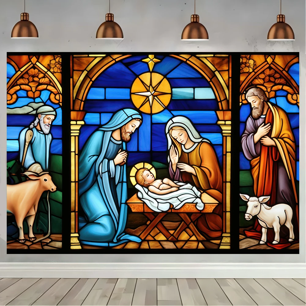 Birth of Jesus Photography Background Decorative Art Style Christmas Background Traditional Festival Nativity Background Banner