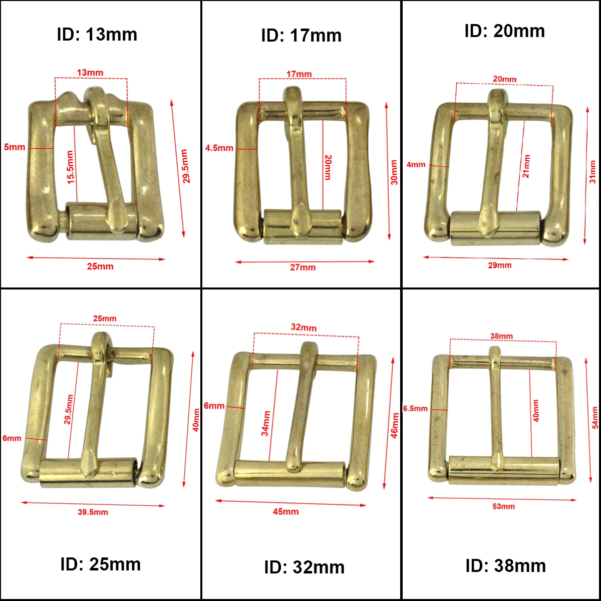 Brass Belt Roller Buckle End Bar Heel bar Buckle Single Pin Half Belt Buckle Leather Craft Bag Strap Jeans Webbing Dog Collar