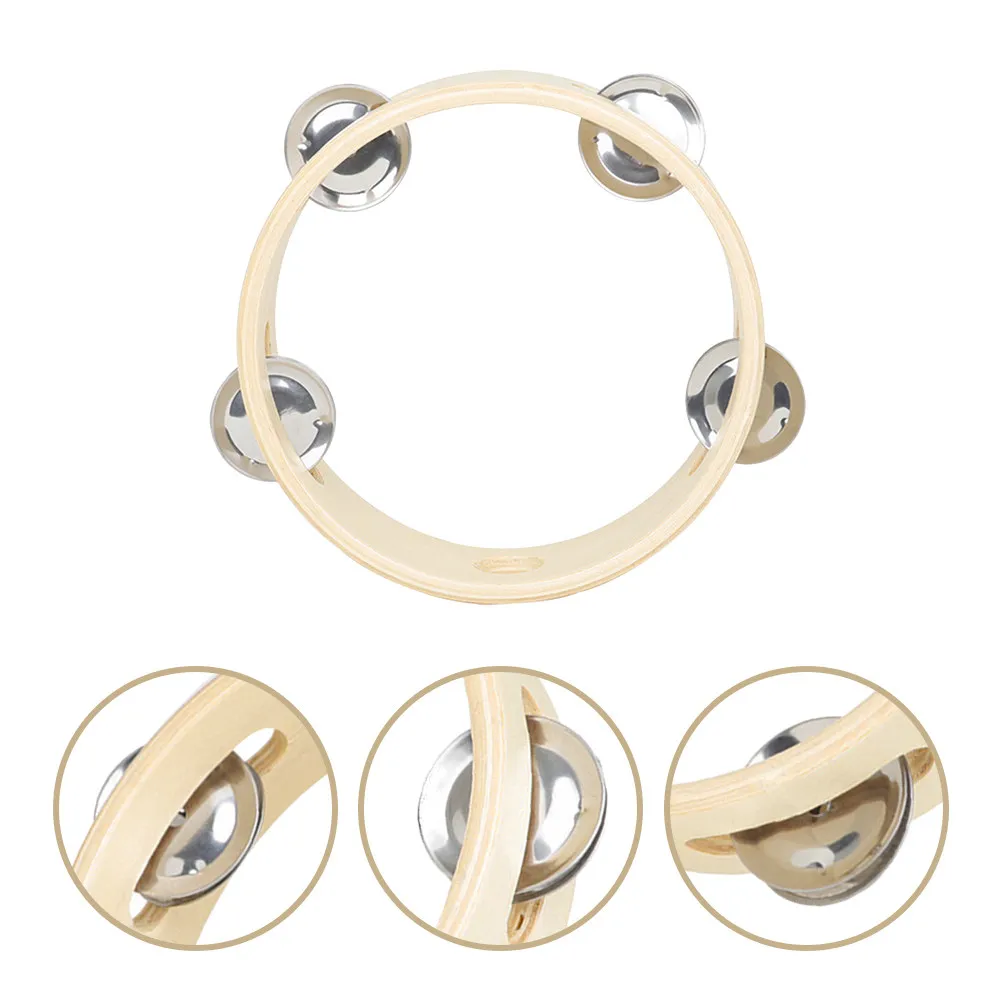 

Hand Drum Musical Handbell 6 Inch Wooden Percussion Instrument for Kids Educational Play Music Hand Tambourine Interactive