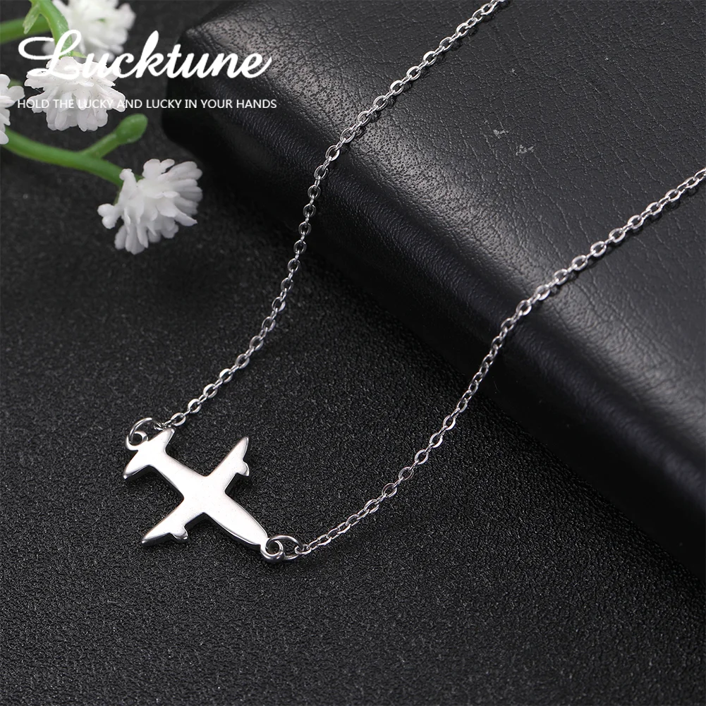 Lucktune Fashion Airplane Pendant Necklace Stainless Steel Necklace For Women Trendy Jewelry Friends Birthday Gift Wholesale