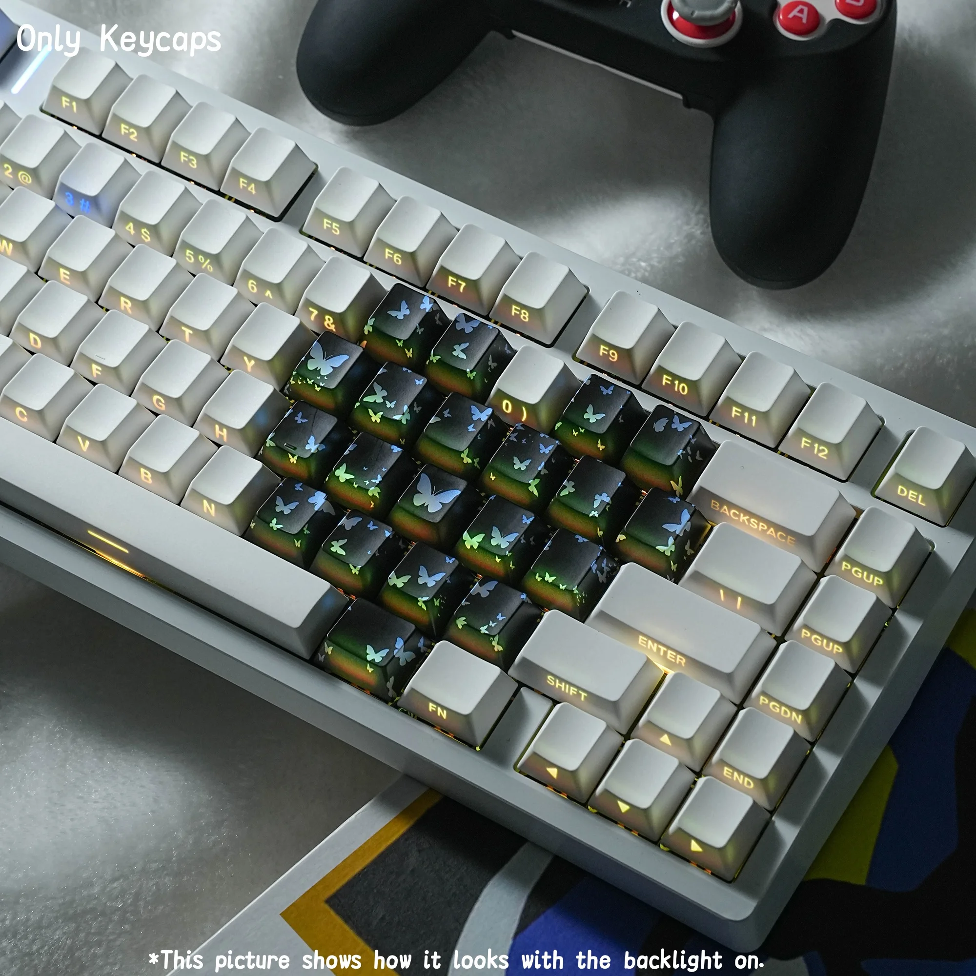 Butterfly Keycaps Heart Design IMD Process Translucent Keycaps 21 Keys For Mechanical Keyboard Wooting No Engraving Custom DIY