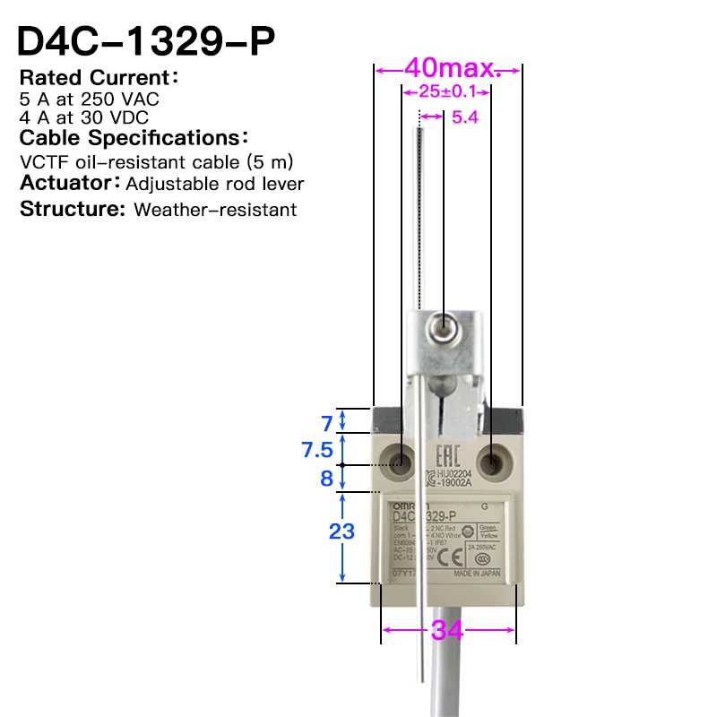 High strength waterproof travel switch D4C-1229-P D4C-1329-P D4C-3229-P D4C-4229-P DD4C-3329-P4C-2329-P