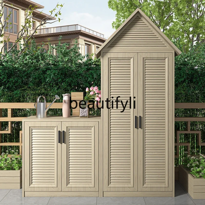 

ss25 Aluminum alloy outdoor locker courtyard outdoor aisle waterproof and sunscreen garden simple storage cabinet household