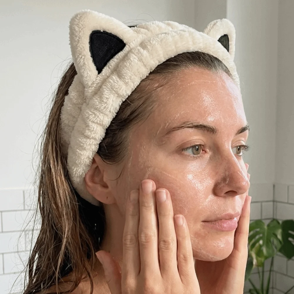 Funny Soft Furry Cat Ear Head Hoop Lightweight Polyester Cartoon Hairband 3D Elastic Plush Headband Skincare