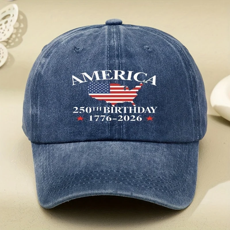 1pc Women'S Baseball Cap with 250 BIRTHDAY Anniversary Series of The United States,Versatile Retro Soft-Top Dad Hat for Outdoor