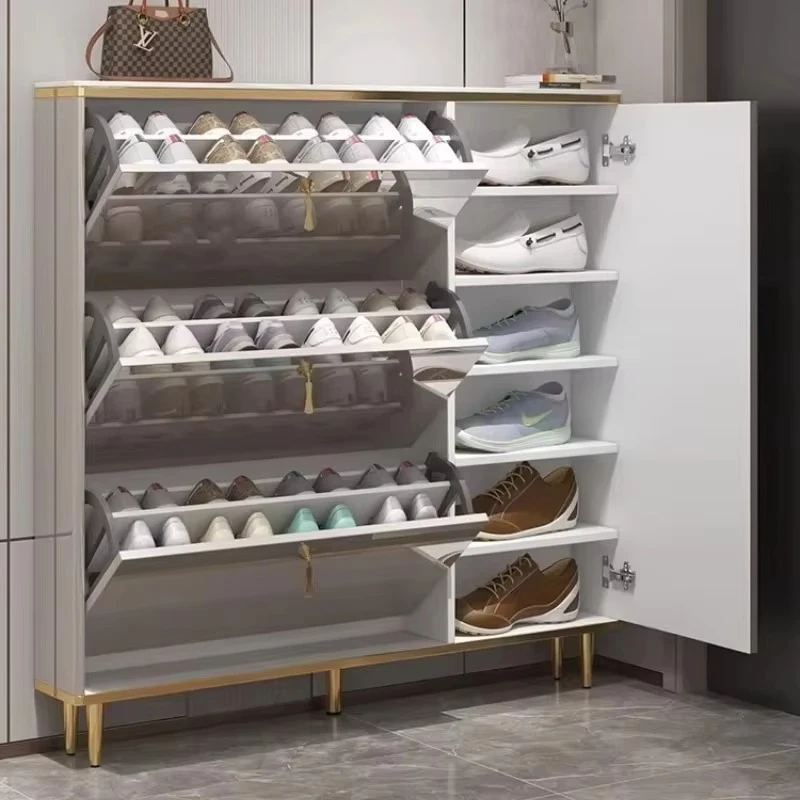 Natural Cream Wooden Shoe Rack Modern Italian Style Storage Organizer Shoe Cabinet Display Luxury Meuble A Chaussure Furniture
