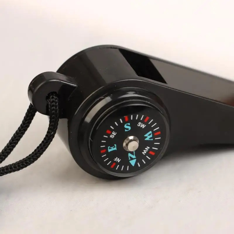 1/5 قطعة صفارات متعددة الوظائف 3in1 درجة الحرارة بوصلة صغيرة صافرة في الهواء الطلق صفارة إنقاذ التخييم التنزه بقاء أدوات #2