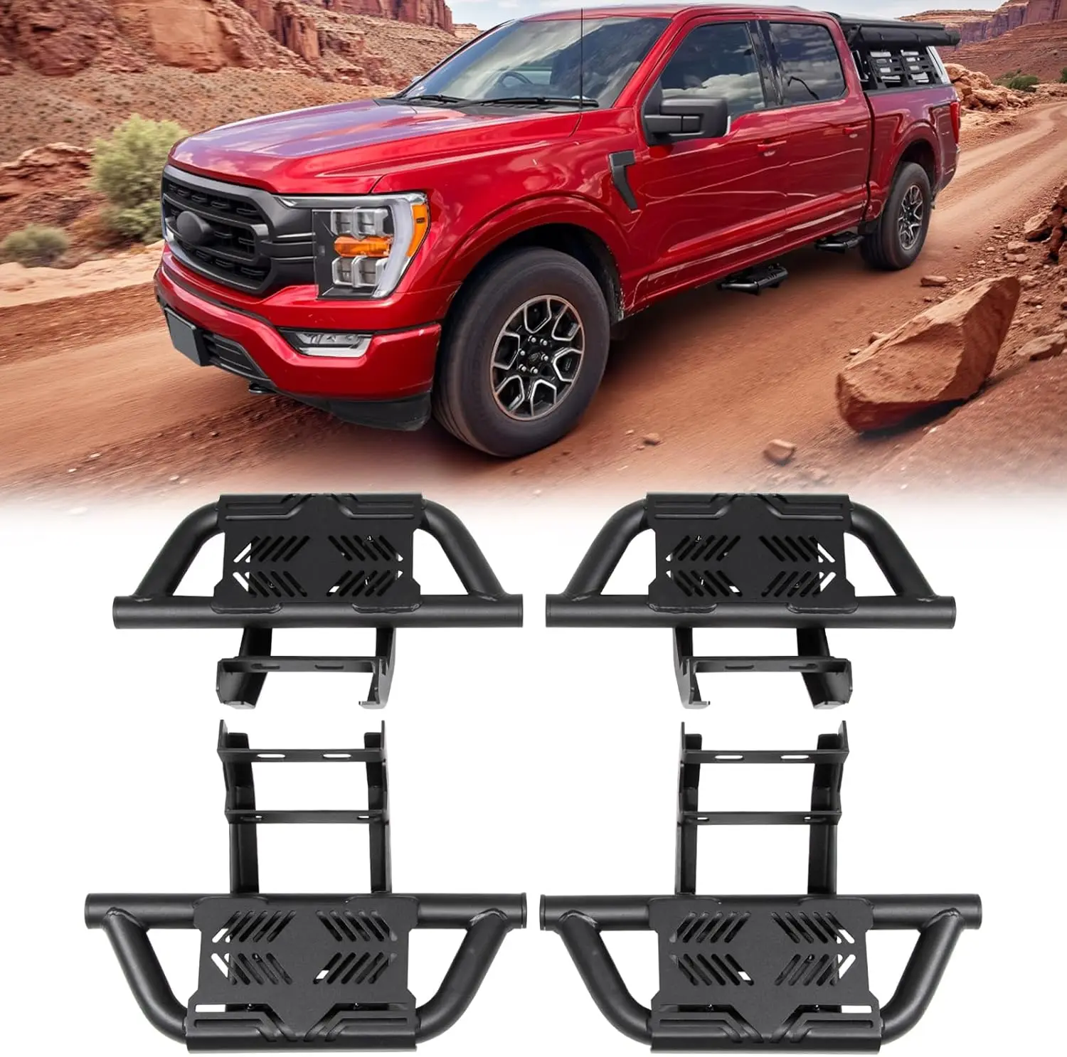 

Подножки для Ford F150 F-150 SuperCrew Cab 2015-2025 и Ford F250 F350 Super Duty Crew Cab 2017-2025, стальные, идеально подходят