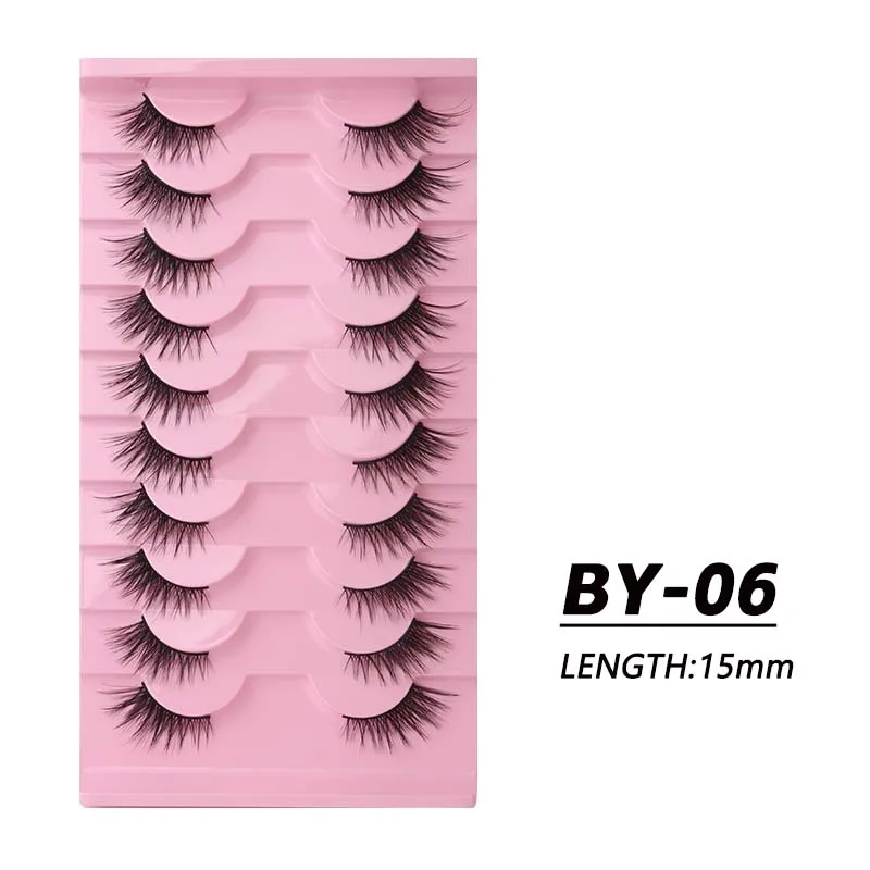 10 Pairs Half Eyelashes Natural New Faux Mink Cat Eye Lash Wispy Fluffy Soft False Lash Extension Makeup Tool