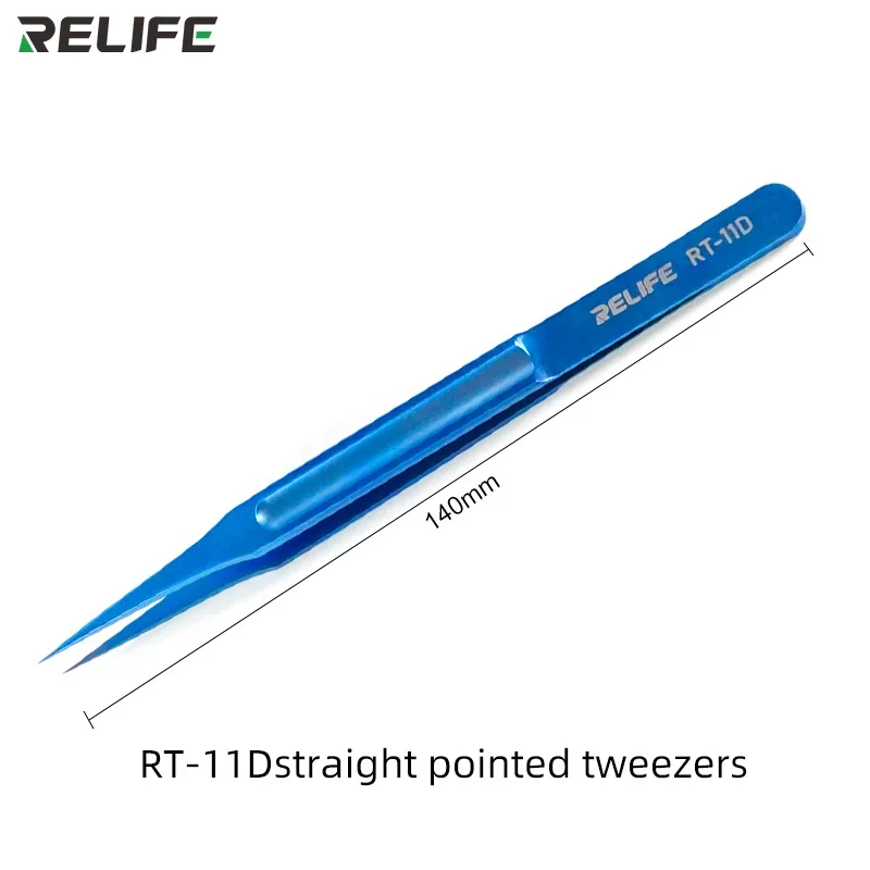 RELIFE RT-11D/RT- 15D Titanium Alloy Material Tweezers Maintenance Tools Precision Curved Straight Tweezers Repair Tools