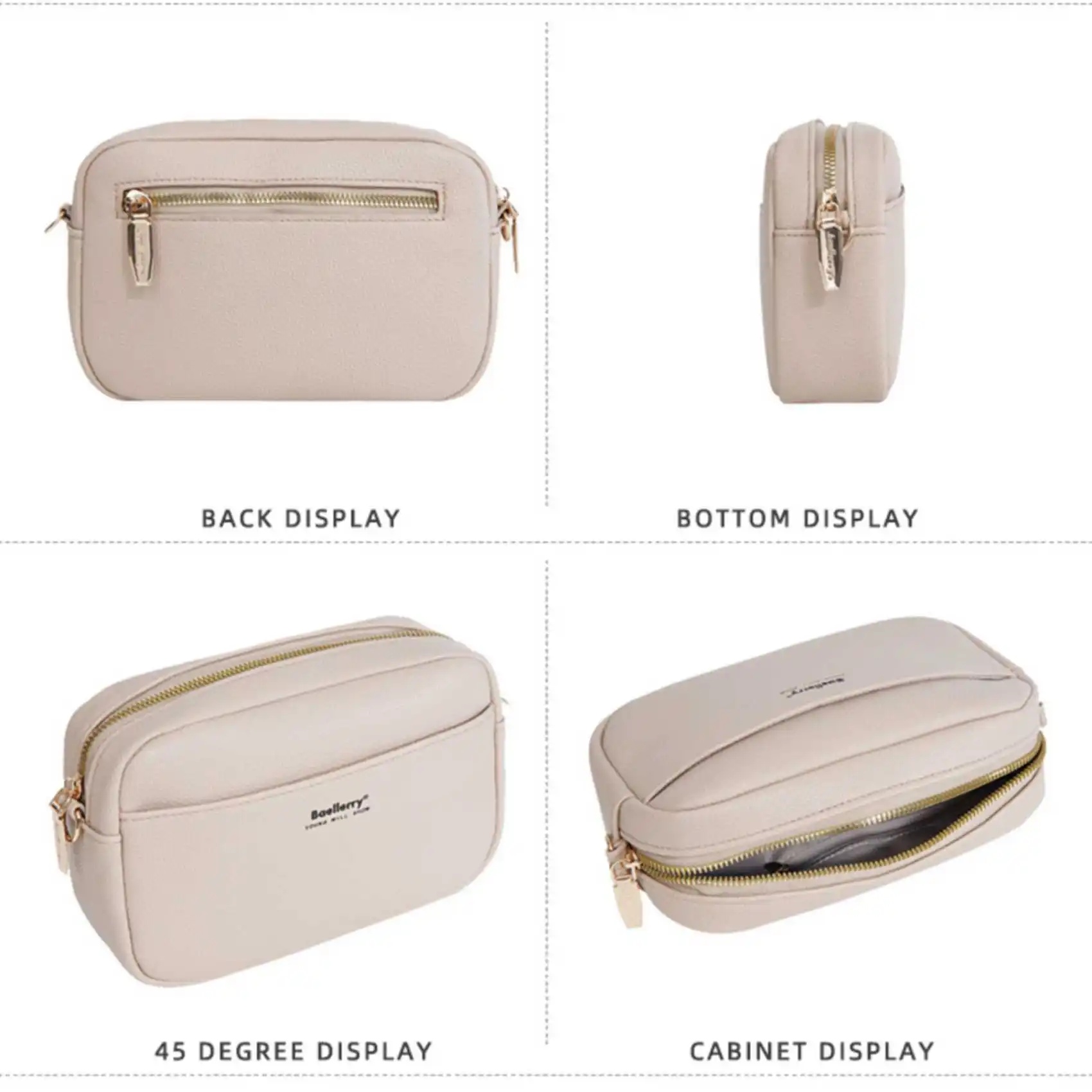 Einfarbig Große Kapazität Zipper Handy Tasche Damen Multifunktionale Schulter Umhängetasche Mode Lässig Kleine Quadratische Tasche – Detail 7