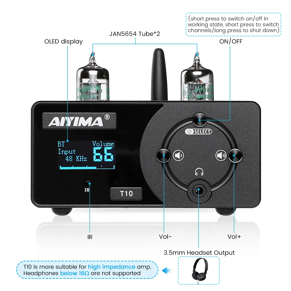 AIYIMA Audio Tube-T10 Decoder  - đánh giá và giá Headphone Amplifier Dac