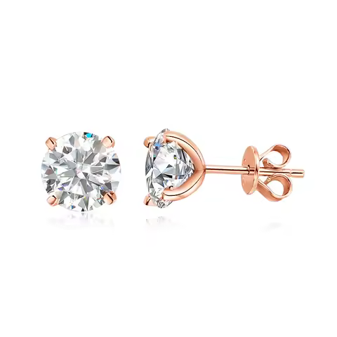 Smyoue 0.2-3CT Rose Gold Color Moissanite Stud Earrings for Women Sparkling Classic Wedding Lab Diamond Earring Pure 925 Silver
