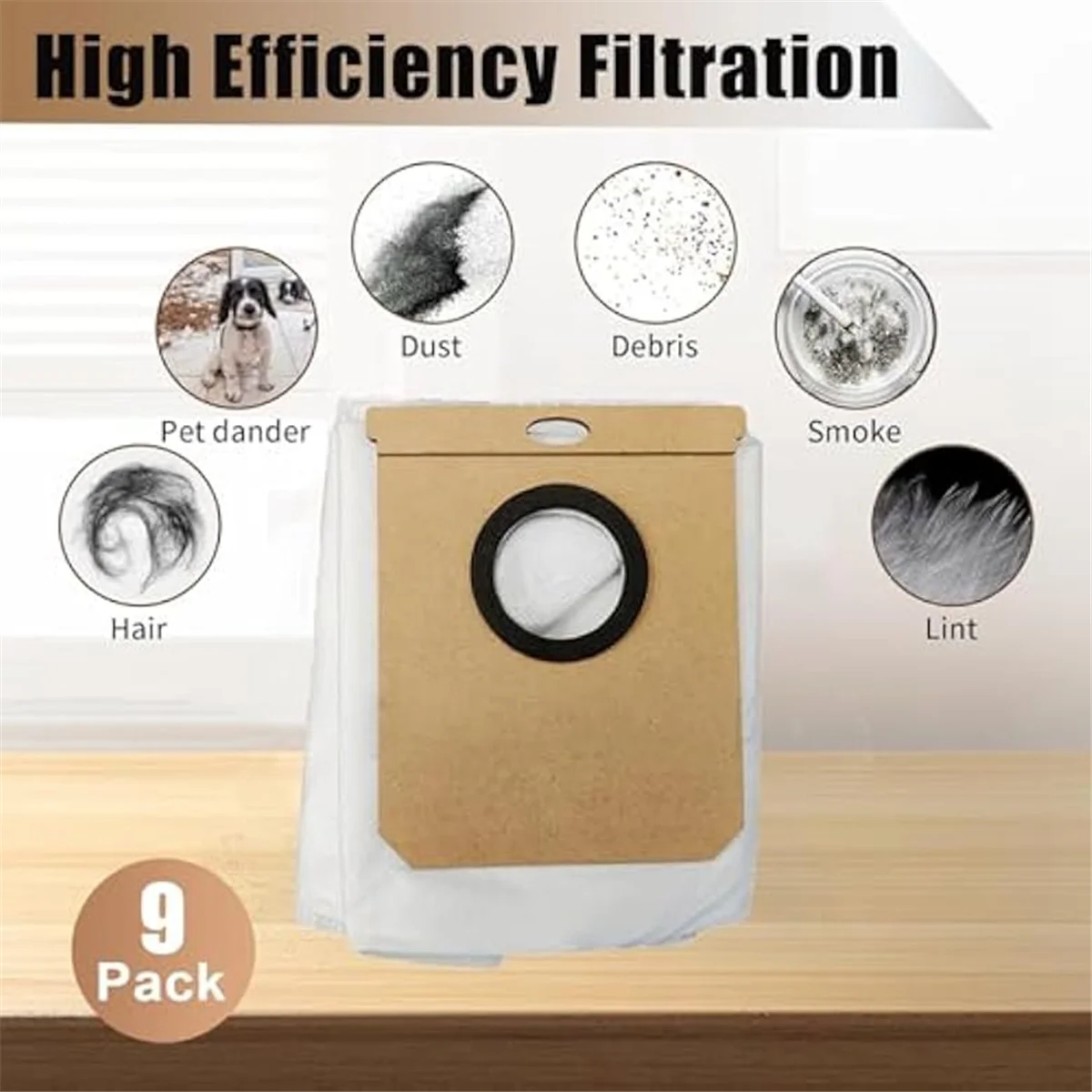 Sac à poussière pour aspirateur wald fy L50 SES/ L60 SES, lot de 9, pour Conga Home 10000/8090 Ultra/ 9090 AI, pour Haier H9 Plus