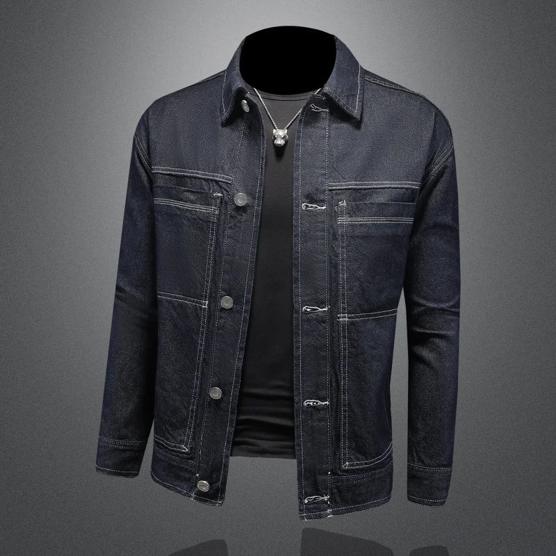 

High-quality, fashionable, versatile and stylish spring new simple denim jacket, multi-pocket washable denim jacket