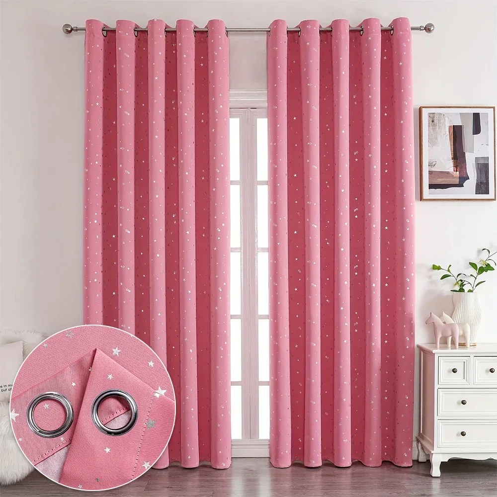 

Blackout Divider Curtains Room Darkening Curtains with Silver Star Bluey Curtains for Living Room 파티션 cortina blackout curtain