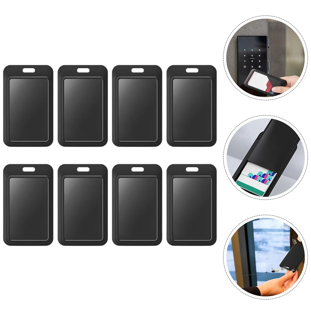 

8pcs Black Card Holders Egg Shape Badge ID Name Tag Sleeve ABS Vertical Clip Pocket Nurse Work Cover Protector for Business