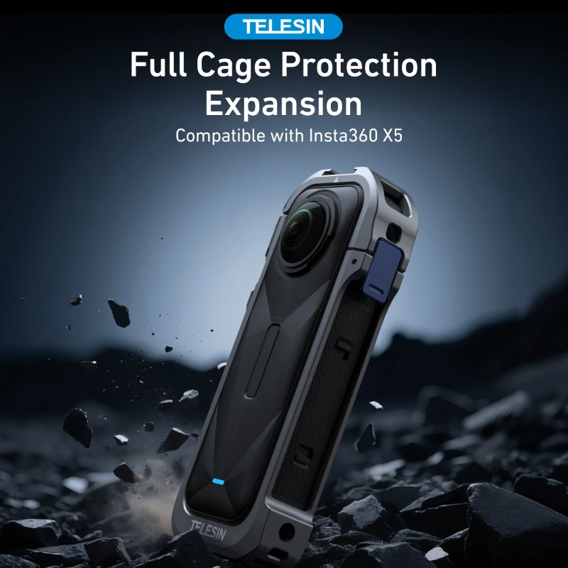

TELESIN для Insta360 X5, защитный чехол для объектива спортивной камеры, подходит для пеших прогулок, езды на велосипеде, самостоятельного вождения, крепления для верховой езды