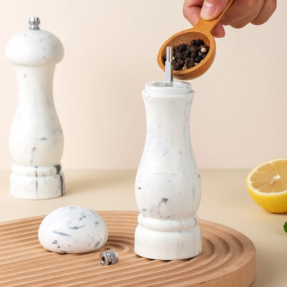 

2pcs Manual Marbled Salt Pepper Grinder Adjustable Particle Size Ceramic Grinding Core Salt Pepper Mill Refillable 6 Inch