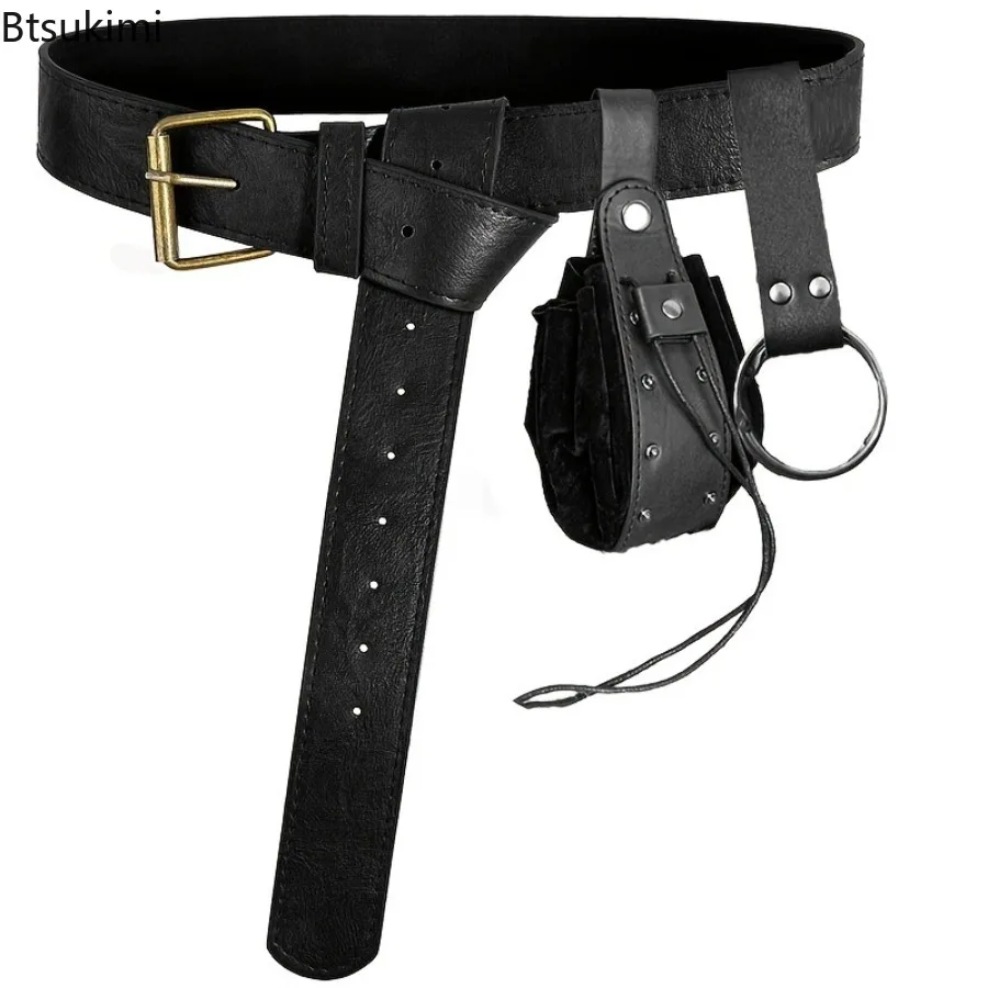 خمر حقيبة بحزام Steampunk حقيبة الهاتف القرون الوسطى عصر النهضة بولي حزام حزام جلد فاني حزم القراصنة تأثيري ازياء اكسسوارات للجنسين #1