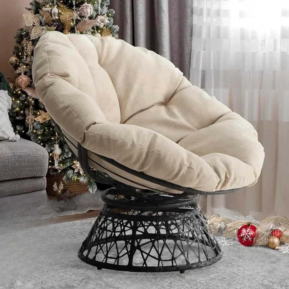 #For Ergonomic Wicker Papasan Chair with Soft Thick Density Fabric Cushion, High Capacity Steel Frame, 360 Degree&