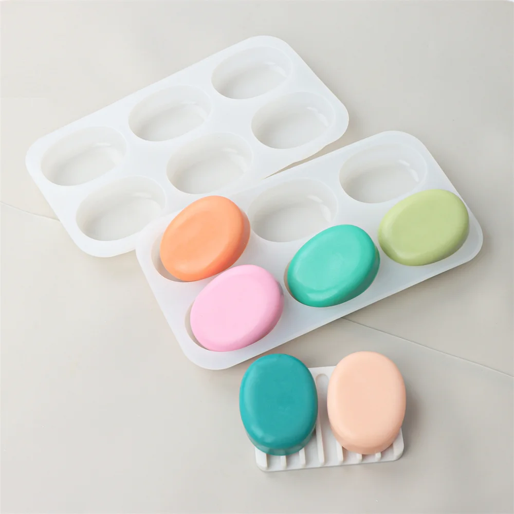 6 Holes Round Oval Silicone Soap Molds DIY Flat Bottom Ball Cylinder Handmade Soap Molds Circle Aromatherapy Soap Silicone Mold
