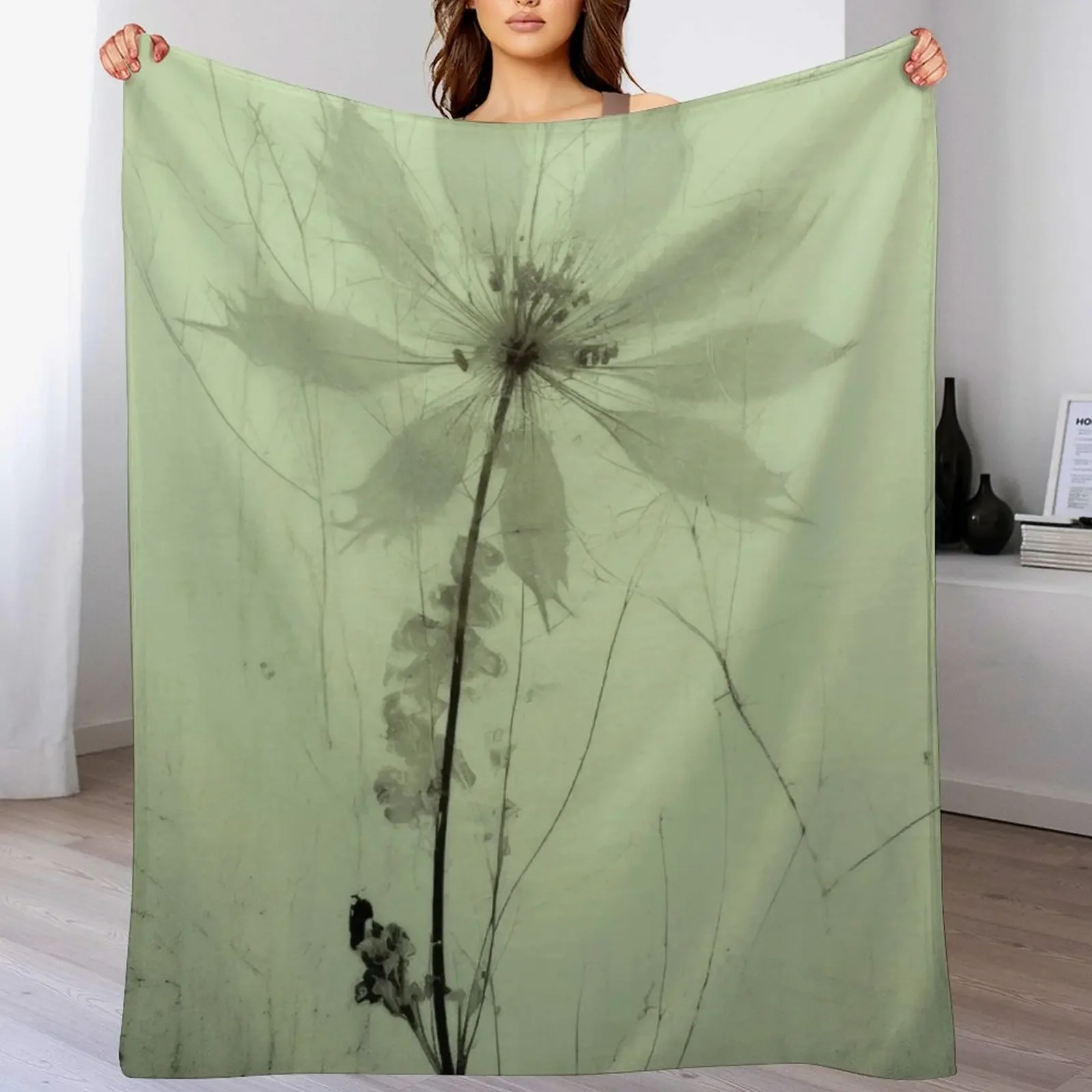 Floral photogram colour Throw Blanket Warm Plush Fuzzy Blanket for Living Room