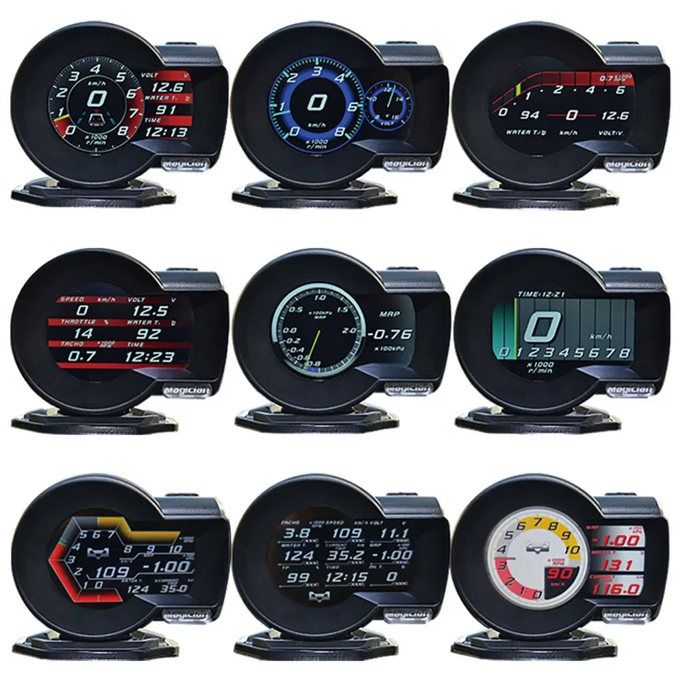 Magician OBD2 F835 Head Up Display - Multi-Function Gauge for Boost, Voltage, Speed, Water/Oil Temp with Alarm