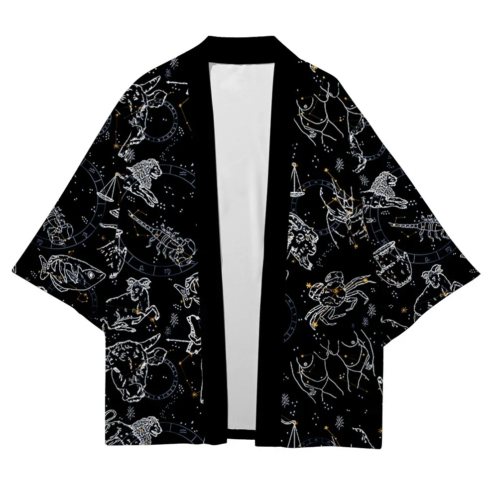 

Men's Japanese Kimono Women Traditional Constellation Pattern Kimono Casual Loose Thin Jacket Fashion Cardigan Yukata Jacket