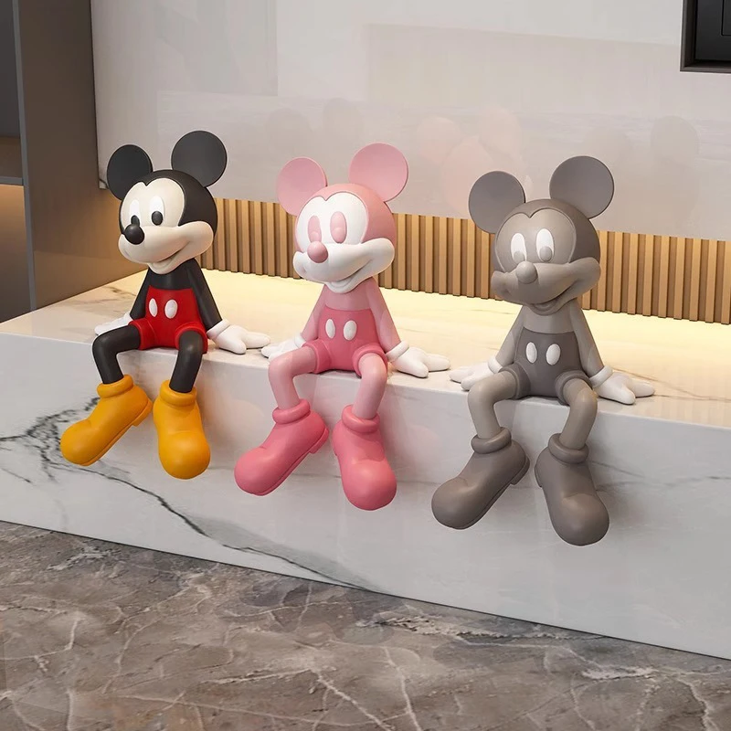 New Disney Anime Sitting Posture Mickey Mouse Resin Statue Ornament Living Room Entrance Porch Desktop Home Decoration Xmas Gift