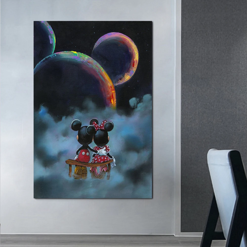 

Mickey Minnie Painting Modern Abstract Cartoon Wall Art Poster Night Cloud Animal Picture Home Room Interior Decor Canvas Print