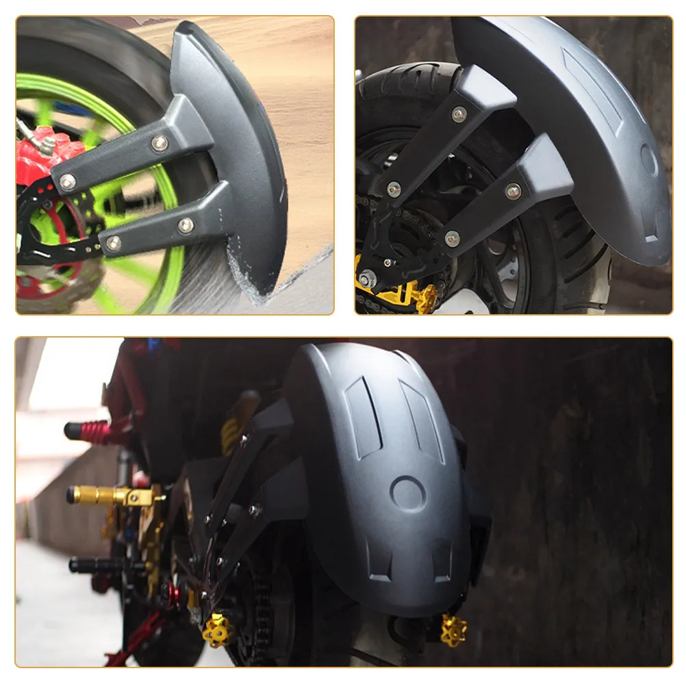 

Black Adjustable Rear Mudguard for Motorcycle Universal Plain Axle Fit PP Steel Built Tough Mudguard Splash Guard Rear Wheel